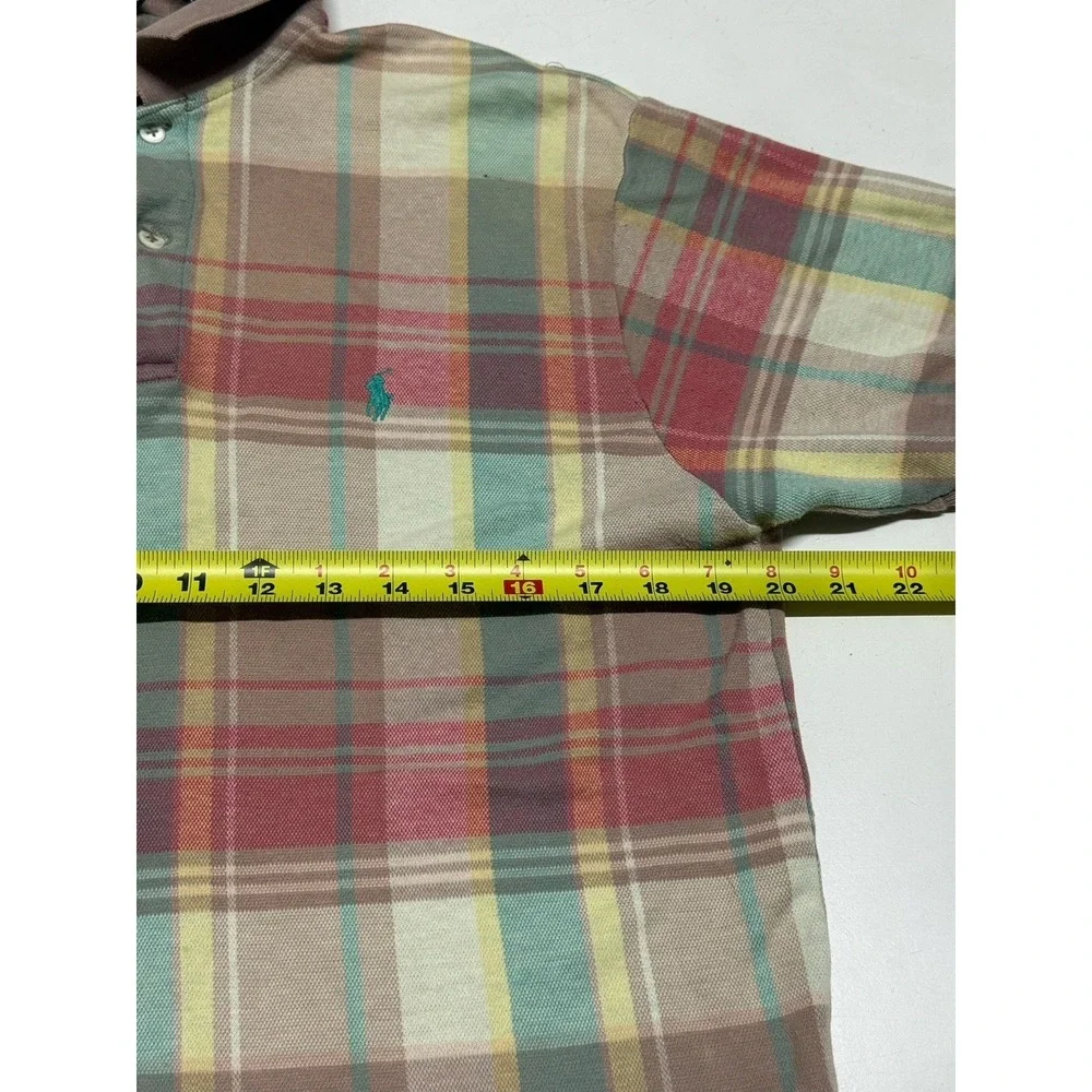 Vintage Polo Ralph Lauren Plaid Polo‎ Shirt Rugby Men's Size Medium